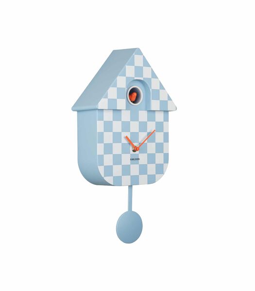 Horloge murale Modern Cuckoo Checker - Bleu - 8.5x21.5x40.5cm