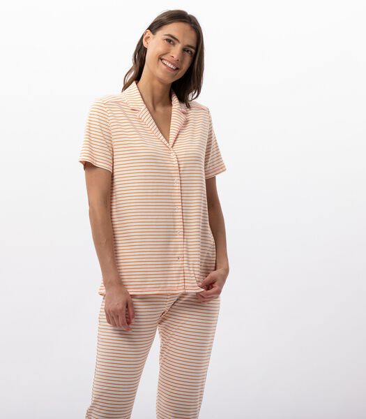 Pyjama boutonné rayé en coton et modal FRUTTI 706