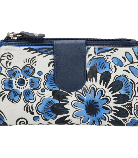 Hand painted - Portemonnee - 960 Bloem print blauw