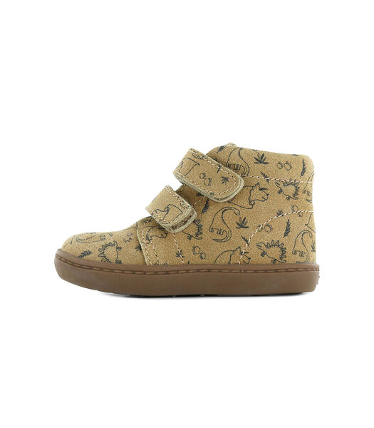 Bruine Half Hoge Klittenband Bootie Met Dino Print