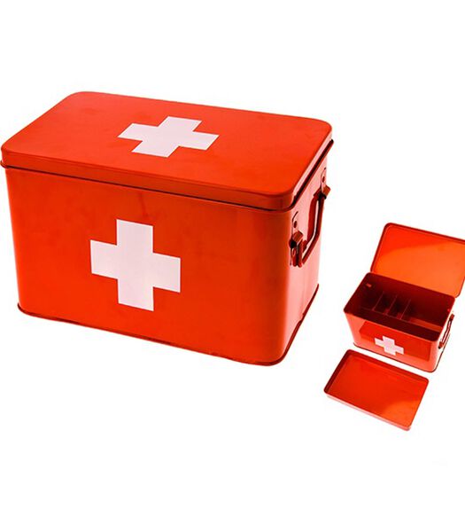 Boîte à médication - Grande - Métal Rouge - 31.5x19x21cm