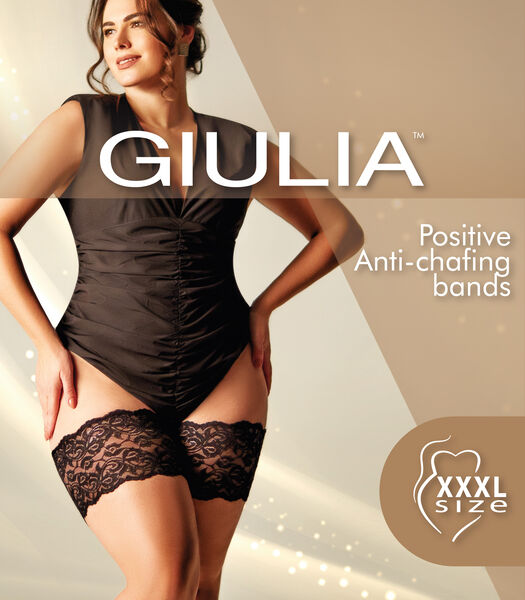Giulia - Positive Anti Chaffing Bands  (grandes tailles) Bas autofixants 20den - Noir - 4XL