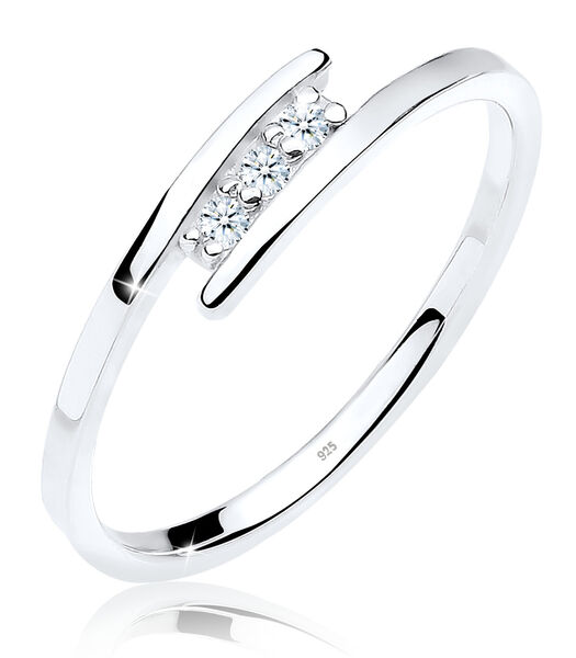 Ring Dames Klassiek Elegant Met Diamant (0,06 Ct.) In 925 Sterling Zilver
