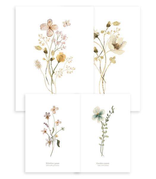 MADEMOISELLE - Set van 4 kinderposters - Botanische bloemen