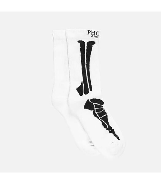 Calze Phobia Socks With Black Bones Bianco