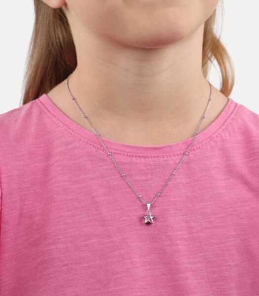 Ketting met hanger voor meisjes, 925 sterling zilver, zirkonia synth. | ster