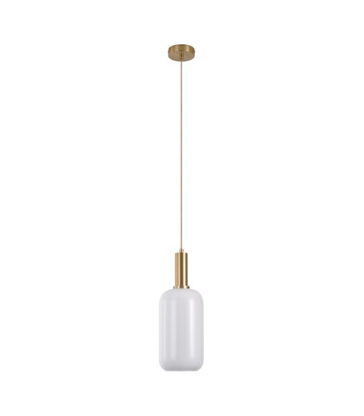 Faberge - Lampe suspendue - cylindre - blanc - verre - cuivre - 1 point lumineux
