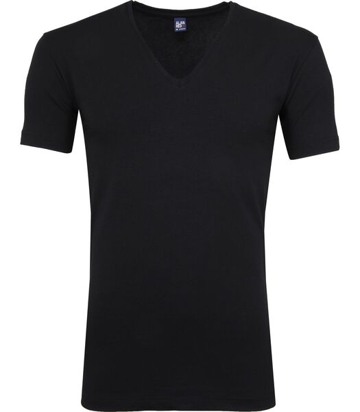 T-Shirt V-Neck Stretch Zwart 2-Pack