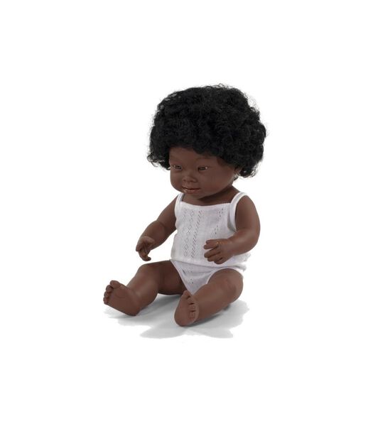 Baby Doll Little Girl Dark Brown Down Syndrome Vanilla Scent - 38 cm