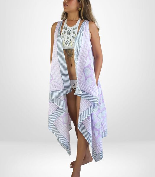 Robe de plage 'Lavender All Over Leaves Print Boho Dress'