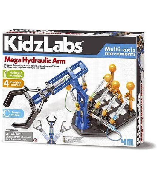 DAM  Kidzlabs : MEGA HYDRAULIC ARM 48x28cm (assemblé), instructions détaillées incluses, boîte 37.5x28.5x6.5cm, 5+.