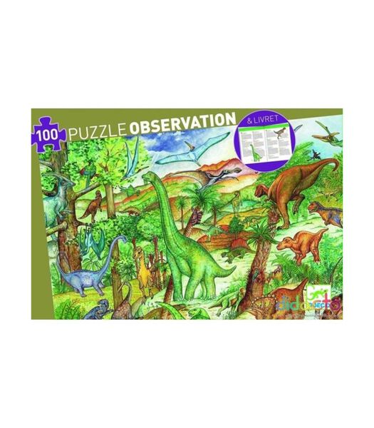 Puzzle d'observation Dinosaure (100 pièces + livret)