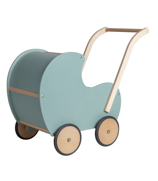 houten speelgoed poppenwagen vintage/retro  - Blauw/groen (Kinderopvang kwaliteit)