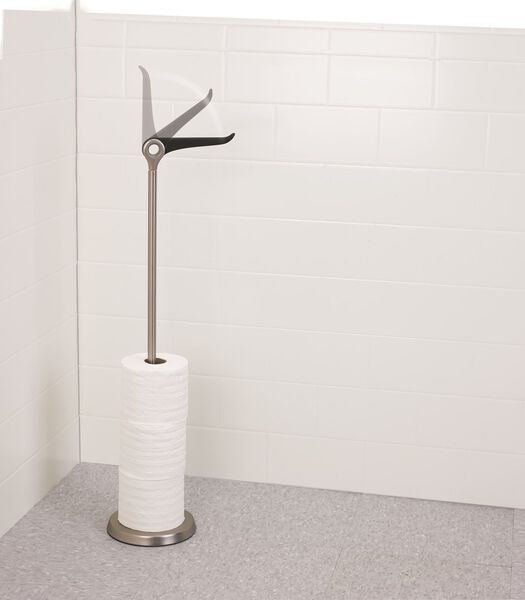 Porte papier toilette en métal nickel avec stockage