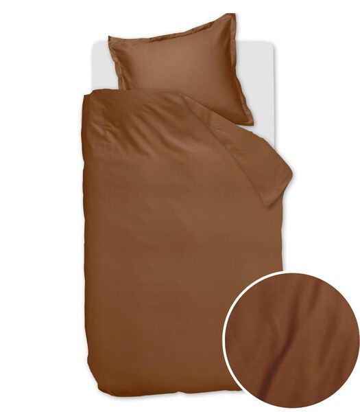 Housse de couette Satin Uni Brown Satin de coton