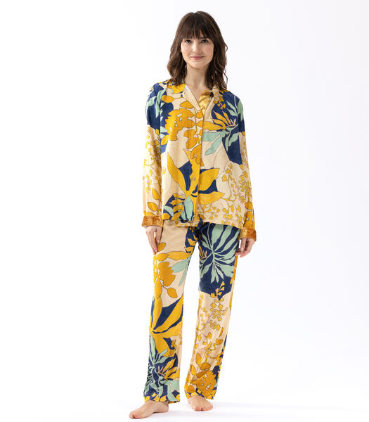 Pyjama met knopen FOUGERES 606 100% viscose veelkleurige print