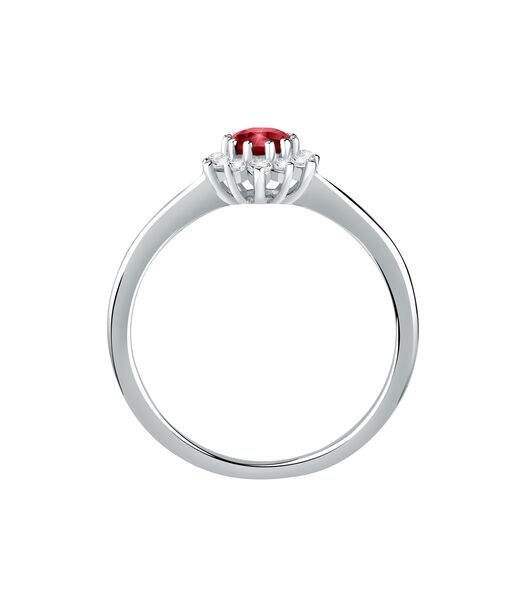 Ring in 750 witgoud, robijn, ecologische diamant