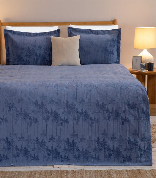 Set couvre lit 2 personnes Arvore 240x260 cm Bleu lazuli (1 couvre-lit, 2 taies d'oreille)