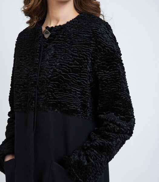 Straight Black Coat with Astrakhan