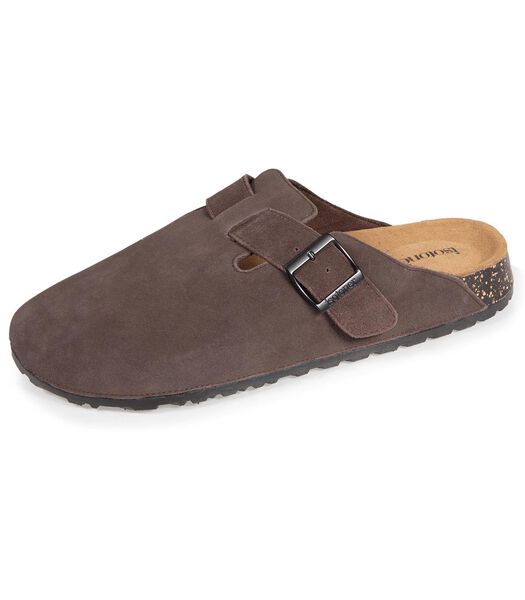Chaussons mules cuir Homme Chocolat