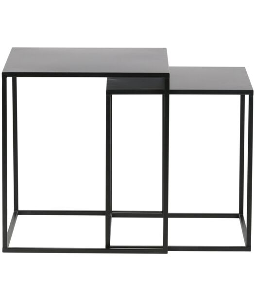 Lot de 2 tables d'appoint - Métal - Noir - 50x45x45/45x40x40 cm - Ziva