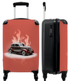 Valise spacieuse avec 4 roues et serrure TSA (Car - Pink - Vintage - Flames) image number 0