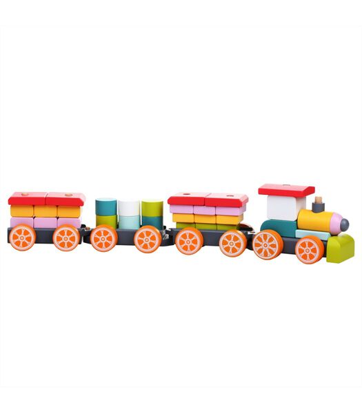 train en bois avec trois wagons