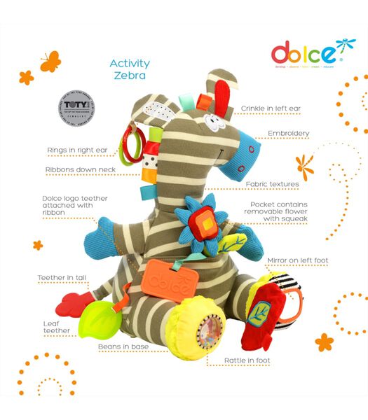 Toys speelgoed Classic activiteitenknuffel zebra Zeddy - 25 cm