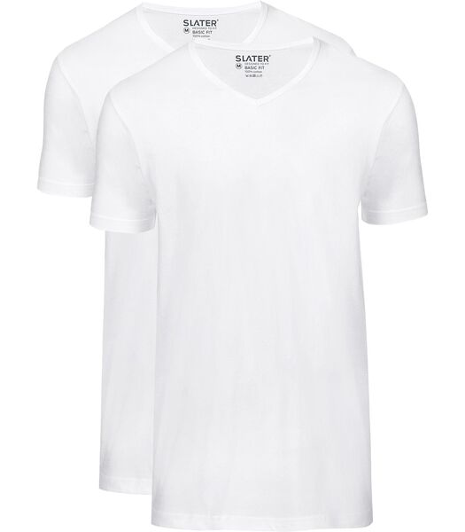 Slater T-shirts Basiques Lot de 2 Col-V Blanc