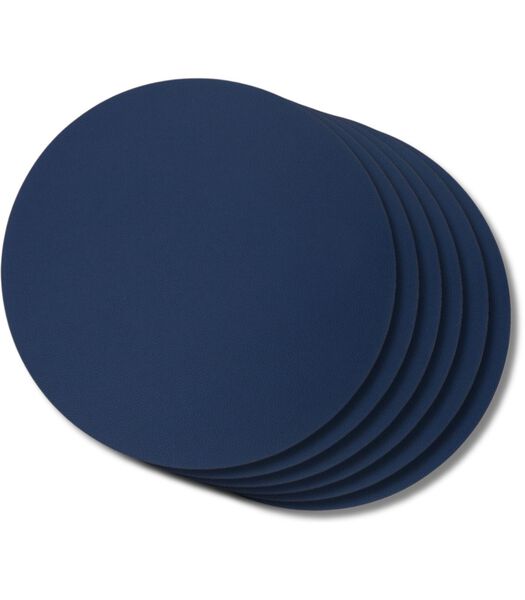 Sets de table  - Cuir végétalien - Gris / Bleu - réversible - ø 38 cm - 6 pièces