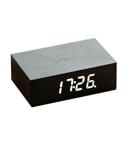 Flip Click Clock Wekker - Zwart Houteffect/LED Wit