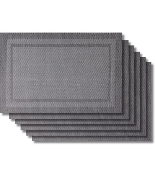 Placemats - Grijs - 45 x 31 cm - 6 Stuks