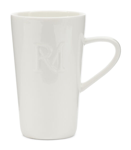 Theemok wit, Mok met oor 400 ml - RM Monogram Coffee Mug - Porselein