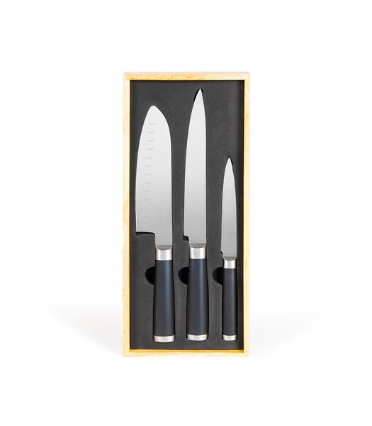 Set de 3 couteaux type japonais en coffret bois