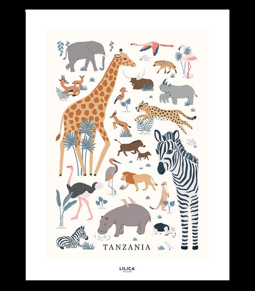 TANZANIA - Affiche enfant - Les animaux sauvages