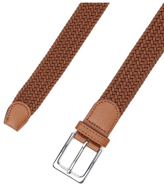 Suitable Geweven Riem Taupe Cognac