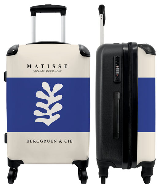 Bagage à main Valise avec 4 roues et serrure TSA (Matisse - Art - Feuille - Bleu - Abstrait)