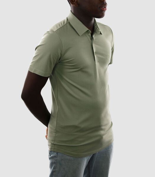 Polo Hommes Manches Courtes - Sans Repassage - Beige - Slim Fit - Tencel