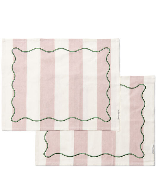 Capri - Sets de table en textile Rose motif à rayures verticales