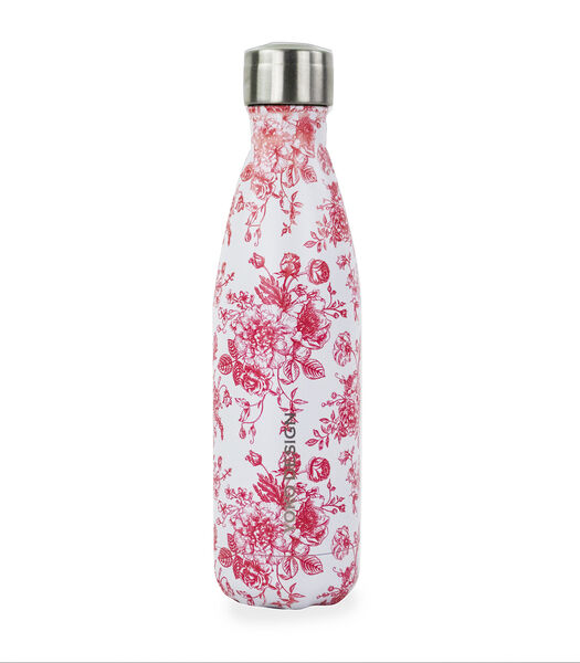 Isothermische fles 500 ml "toile de jouy" roze/rood