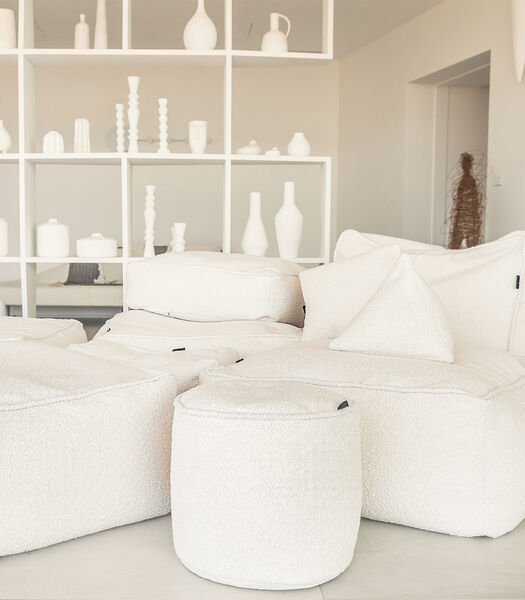 Pouf ottoman en bouclette blanc crème