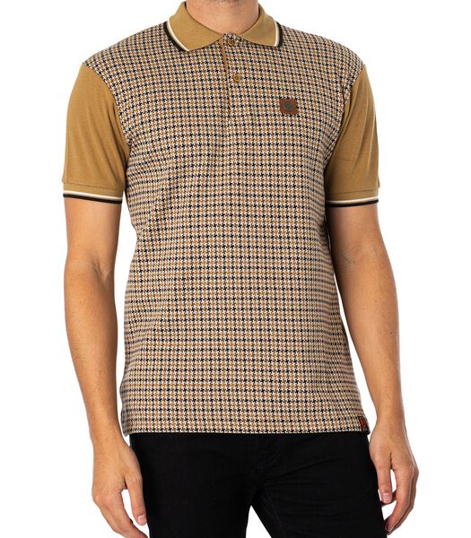 Jacquard Poloshirt Met Houndstooth-Paneel