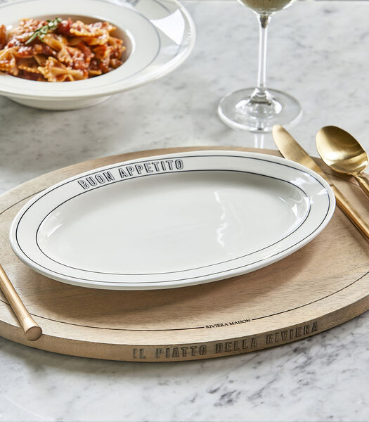 Long Island Ovaal bord Wit - ontbijtbord Italiaans servies met tekst