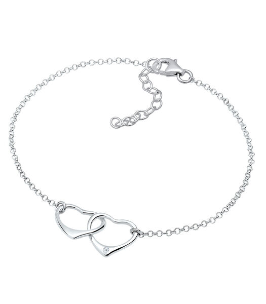 Bracelet Femmes Coeur Entrelacé Amour Avec Diamant (0.015 Ct.) En Argent Sterling 925