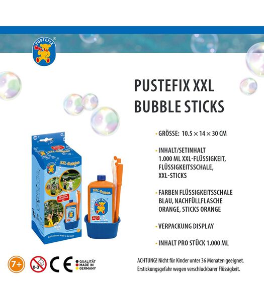 DAM  bubble blow : BUBBLE STICKS XXL 14x10.5x32cm, avec 1 litre de liquide  XXL