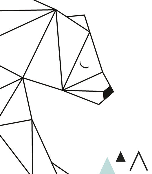 ORIGAMI - Affiche enfant encadrée - Ours (géométrique)