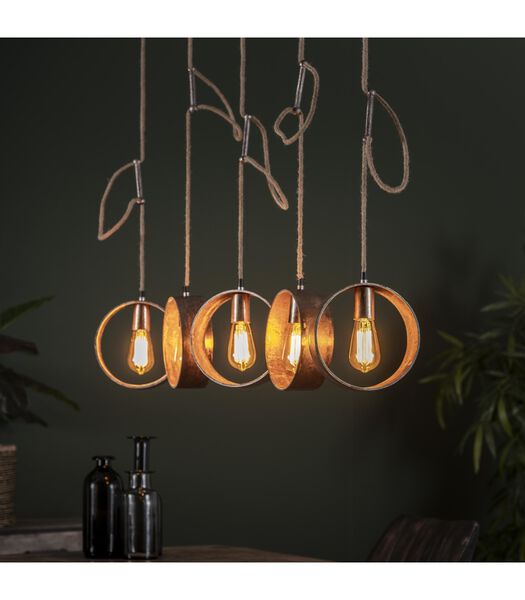 Metal Circle - Lampe suspendue - 5L - nickel antique - hauteur réglable - avec 5 sources lumineuses LED 8450/39A