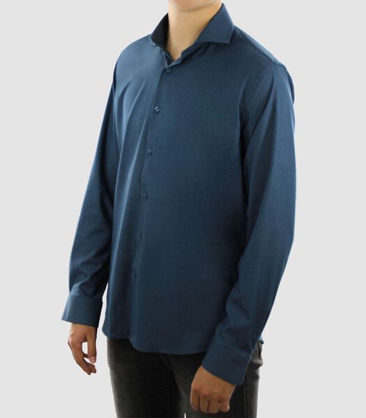 Kreukvrij en Strijkvrij  Overhemd - Blauw - Regular Fit - Bamboe Katoen  - Heren