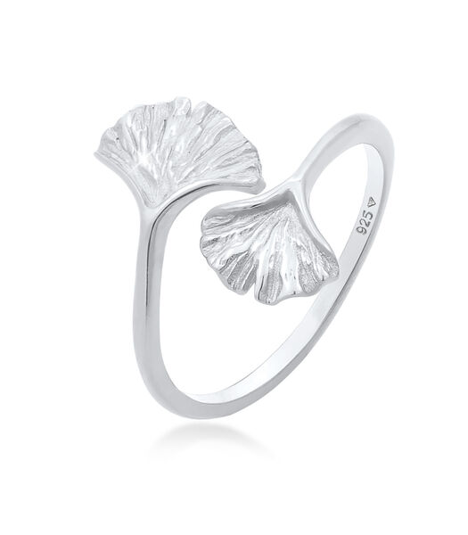 Bague Femmes Gingko Feuille Ouverte Tendance En Argent Sterling 925 Plaqué Or