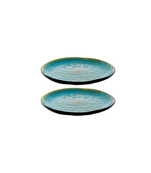 Assiette Lotus 27,5 cm  2 pièces Noir Turquoise